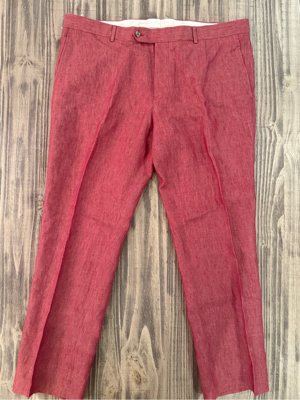 Brooks Brothers Classic Red Linen Pants Mens 40x30 Flat Front Trousers